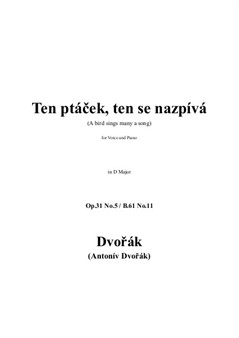 A. Dvořák - Ten ptáček, ten se nazpívá (A bird sings many a song) in D Major